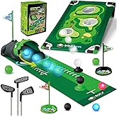 TERRAMUS 3 in 1 Kids Golf Set with Dinosaur Automatic Golf Returner, Golf Cornhole Board, Led Light Up Balls, Putting Mat, 3-8 Toddler Mini Golf Games, Indoor Outdoor Golf Toys Gift for Boys Girls 3+