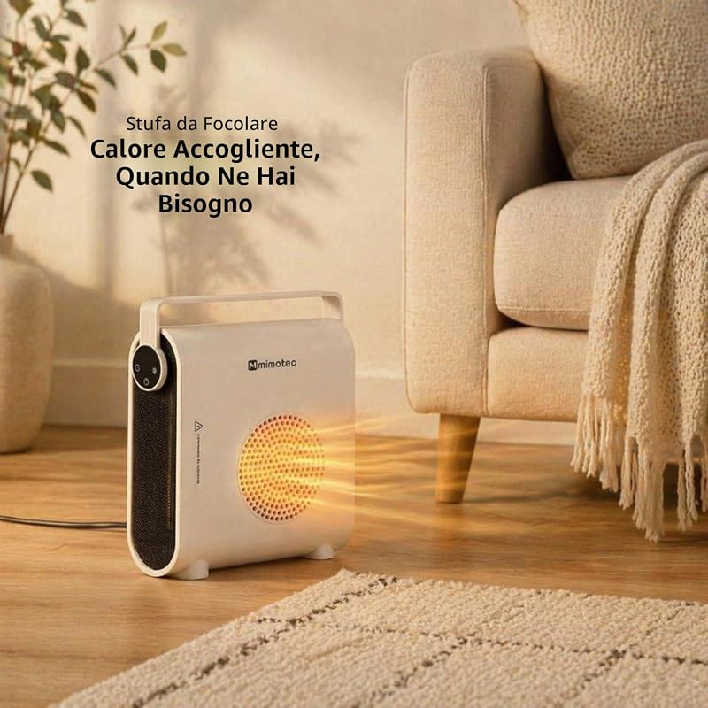 – Termoventilatore elettrico in ceramica White Hearth 2000W, silenzioso <60 dB, con telecomando, protezione contro il surriscaldamento, riscaldatore portatile per interni.