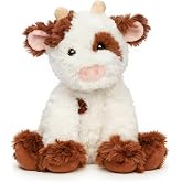 Hopearl Adorable Plush Cow Toy Floppy Dairy Cattle Soft Kawaii Stuffed Animal Cute Birthday Holiday Gift for Boys Girls Kids Toddlers, Brown, 9''