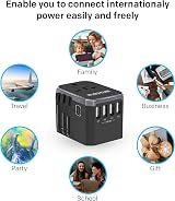 iBlockCube Universal Travel Power Adapter 4 USB 1 Type-C 150+ Countries view 6