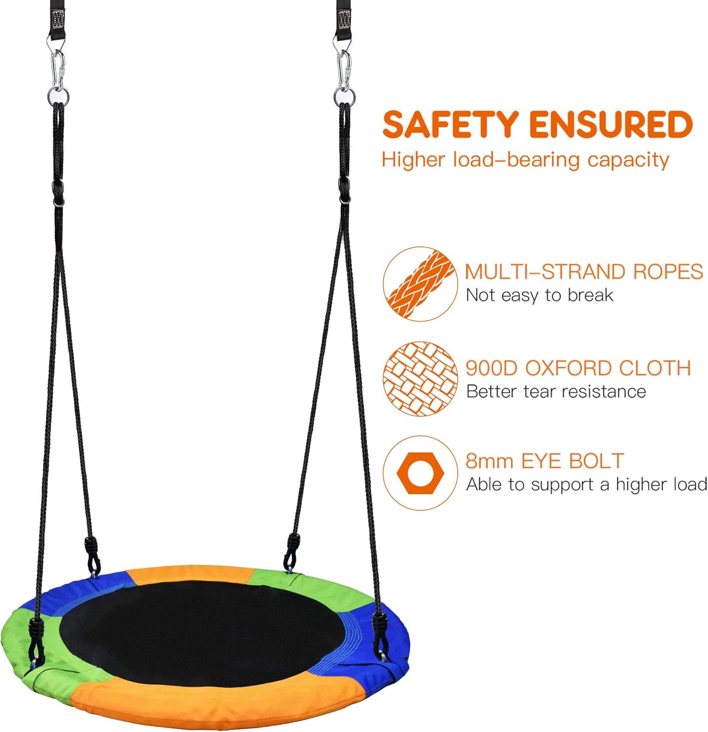 PACEARTH 40 Inch Saucer Tree Swing Flying 660lb Weight Capacity 2 Added Hanging Straps Adjustable Multi-Strand Ropes Colorful Safe and Durable Swing Seat for Children Adults: Kitchen & Dining