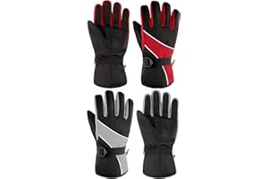 SATINIOR 2 Pairs Snow Gloves Waterproof Windproof Insulated Gloves Winter Warm Ski Gloves for Men Women Adult Kids