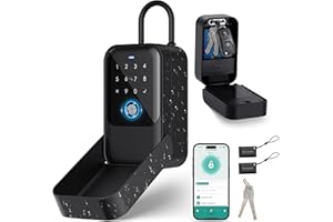 Gaurqiah Smart Key Lock Box, Bluetooth Lock Box with Fingerprint & Passcode & Access Card & Manual Key & APP Control, Fingerprint Lock Box for Home,Office, Realtor, Airbnb