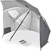 Sport-Brella Premiere UPF 50+ Umbrella Shelter with Patented Side Panels and Tilt Mechanism, Heavy-Duty 1.25 Inch Center Pole, Auger Anchor for Sand and Grass