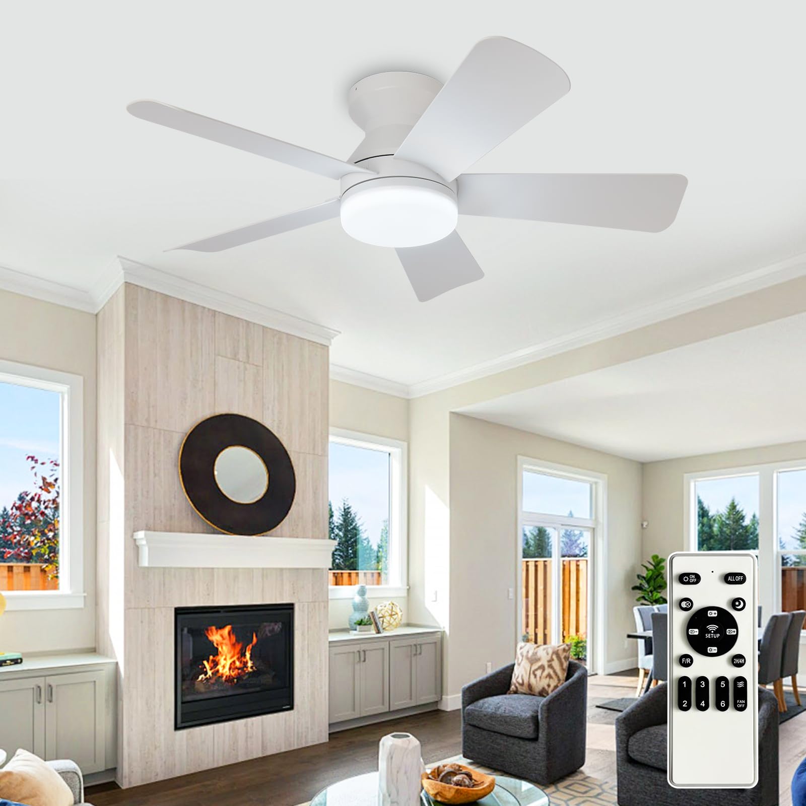 Depuley Modern Ceiling Fan with Light: 35-Inch