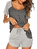 Ekouaer Women's Pajama Short Sleeve Sleepwear Soft