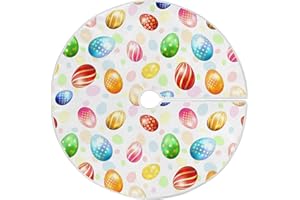 PFREWN Colorful Easter Eggs Tree Skirt 36" Spring Floral Egg Art Christmas Tree Skirts Happy Easter Day Xmas Mat for Holiday Festival Party Decor