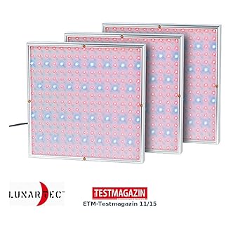 Lunartec LED Grow: Profi LED-Pflanzen-Wachstums-leuchtpanels, 225 LEDs, 3er-Set (LED Pflanzenleuchte)