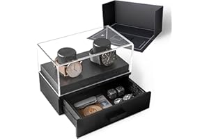 HOLME & HADFIELD Display Your Favorite Watches with The Weekender – Handcrafted Watch Display Case for 2 Watches – Unique Bithday Gift for Men – Wooden Mens Watch Box & Watch Case – Lifetime Assurance Included