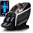 HealthRelife 4D Massage Chair Full Body, 166° Flexible Track, 18 Modes, 11Technique, 36 Airbag Massage, with Yoga Stretch, Foot Massage, Zero Gravity Massage Recliner（Black）