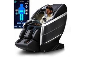 HealthRelife 4D Massage Chair Full Body, 166° Flexible Track, 18 Modes, 11Technique, 36 Airbag Massage, with Yoga Stretch, Foot Massage, Zero Gravity Massage Recliner（Black）