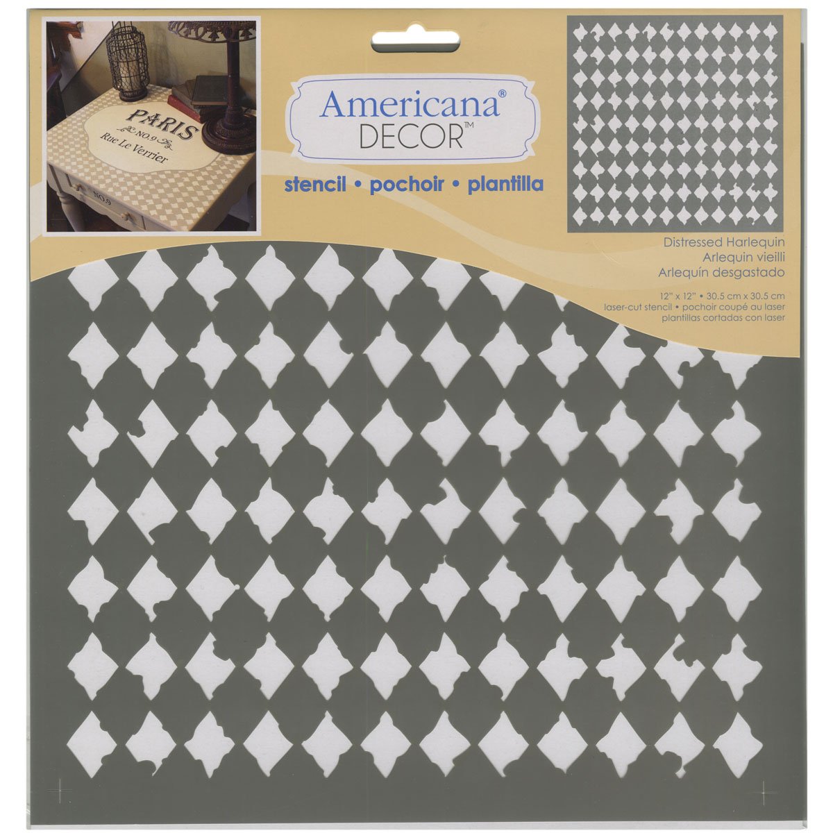 Deco Art Plastic Americana Stencil 12-inch x 12-inch-Distressed Harlequin