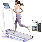 Treadmill Walking Pad with 15% Incline/Handle Bar/2 LED Display, 3.5HP Portable Treadmills for Home Small, Foldable Walking Pad Treadmill 350+lb Capacity, Smart App, 4 Adjustable Incline, RGB Light
