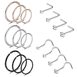 JNINIA Nose Rings-17pcs Nose Rings 20G Stainless