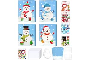 QYEAHKJ 24 Sets Christmas Winter Card Making Craft Kit for Kids with Envelopes DIY 3D Snowman Cards Crafts Make Your Own Greeting Card Making Supplies for Holiday Xmas Party Home Classroom Decor Activities