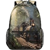 BENGRONGAE Backpack for School, School Backpacks for Girls Kids Boys Steam Trains Lightweight Adjustable Straps Large Capacity Bookbag Casual Travel Daypack Laptop Bag