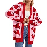 Saodimallsu Womens Heart Cardigan Sweaters Cute Valentines Oversized V Neck Button Up Winter Sweater Coats