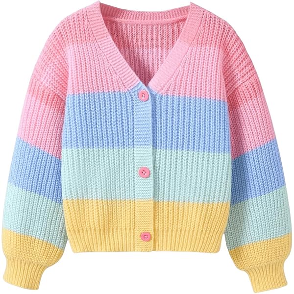 Knitted Cardigan Rainbow Sweater Girls Wc Rainbow Sweater Wc