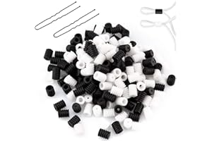 SZQCZB Cord Locks Toggles Silicone Adjustable Non Slip Stopper Elastic Cord Adjuster for Drawstrings (Black&White 120 PCS),with 2 pcs U-Clips