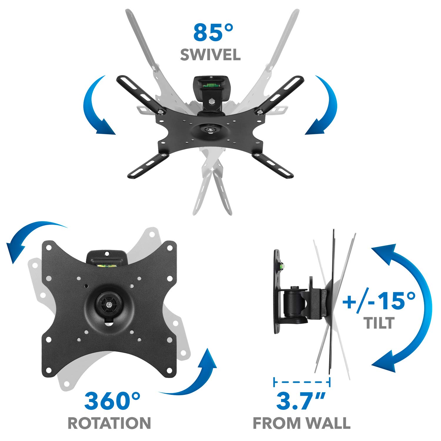 Mount-It! Locking TV Wall Mount, Full Motion TV Mount with Anti-Theft Lockable Quick Release VESA Head, Fits VESA 100, 200 and 400, 44 Lbs Capacity