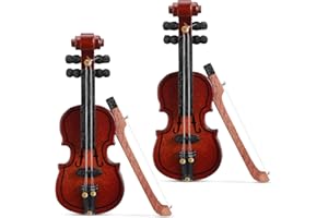 CHALYNA 2 Pieces Miniature Wooden Violin Mini Violin Model Mini Wooden Violin Toy Mini Wooden Violin Model Dollhouse Miniature Violin for Dollhouse Accessory, 2.56 x 0.98 x 0.39 Inch