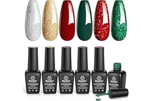BEETLES GEL POLISH Beetles Valentines Gel Nail Polish, Red Sparkle Green Glitter Gold Silver Winter Gel Polish Dark Red Gel Polish Kits Soak Off Nail Lamp Uv LED Cured for Nail Art Design Gift for Women