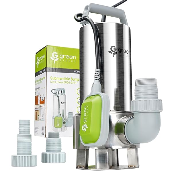 GREEN EXPERT 1.5HP SUBMERSIBLE SUMP PUMP 6000GPH HIGH...