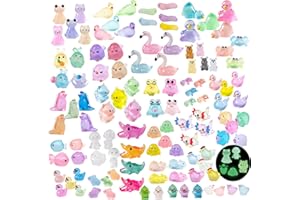 U-Zimikee 130 Pcs Luminous Mini Resin Animals Miniature Animals Figurines Tiny Little Animals Glow in Dark Small Animal Figures to Hide Mini Animals Micro Landscape Ornaments Fairy Garden Accessories