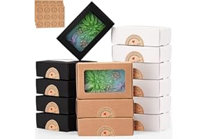 Moukiween 30 Pcs Soap Boxes for Homemade Soap,3.54 X 2.36 X 1.2 Inch Soap Boxes with Window,3 colors Kraft Soap Packaging Boxes Supplies