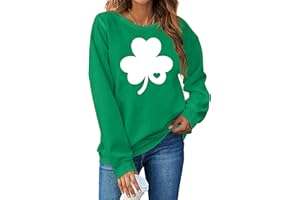 LHBNK St. Patrick's Day Sweatshirt Women Shamrock Heart Shirts Irish Gift Crewneck Casual Loose Fit Tops