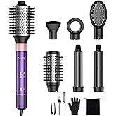 Vincofy 7-in-1 Hair Dryer Brush and 1500W Hair Styler Set – Fast Drying, Curling, Straightening & Volumizing – Hot Air Styling Tool with No Heat Damage – for All Hair Types – Purple
