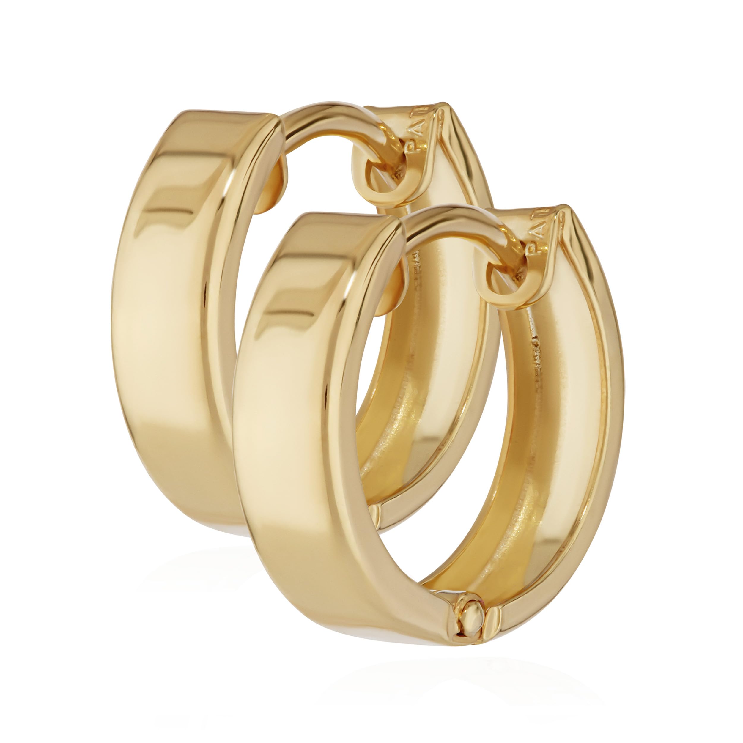 NKlaus pair gold yellow gold hinged earrings 12,4 x 3,2mm shiny square 4746