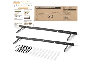 BATODA 24" Heavy Duty Floating Shelf Bracket (2 pcs) – Solid Steel Blind Shelf Supports - Hidden Brackets for Floating Wood Shelves - Blind Shelf Support - Shelving Mounting Hardware Included(Pack 2)
