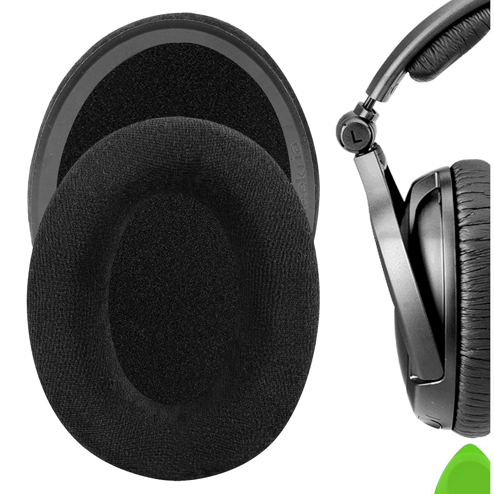 Geekria Comfort Velour Replacement Ear Pads for Sennheiser PXC350, HD 380/380 PRO, PC 350/350 SE, HME95, HMEC250 Headphones Ear Cushions, Repair Parts (Black)