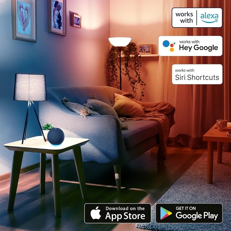 - Lampadina WiFi a LED, attacco E27, 9 W (equivalenti a 60 W), controllo Vocale/App