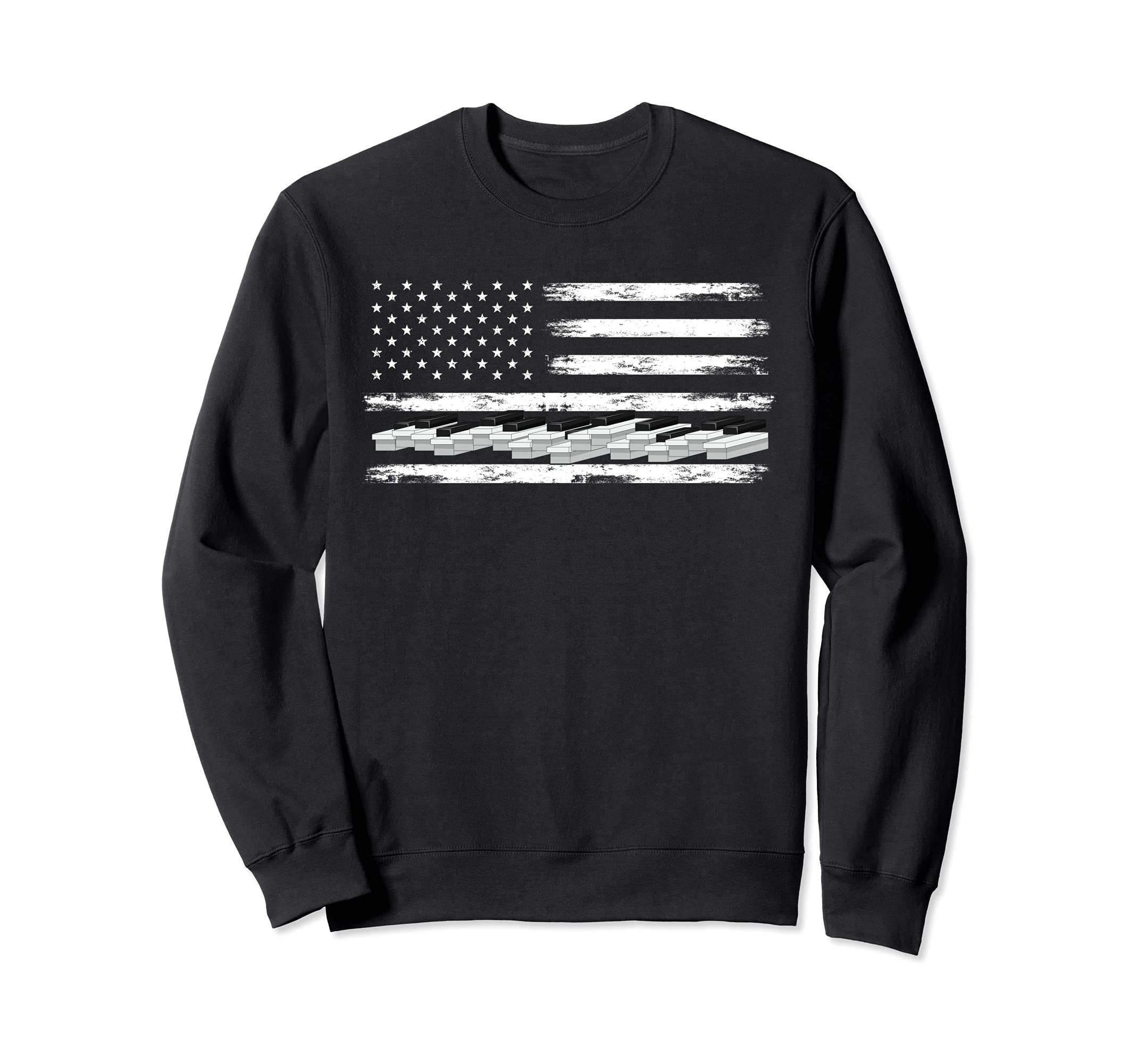 US Flag Classical Musician Piano Keyboard Pianist Piano Sweatshirt