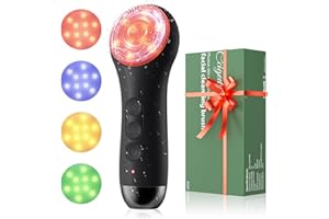 CCIGEDY Facial Cleansing Brush Electric Face Scrubber - Rechargeable Face Cleansing Brush with 4 LED Gentle Light Silicone Heat and Vibration Exfoliator Massage Deep Cleansing,IPX7 Waterproof,Ideal Gift﻿
