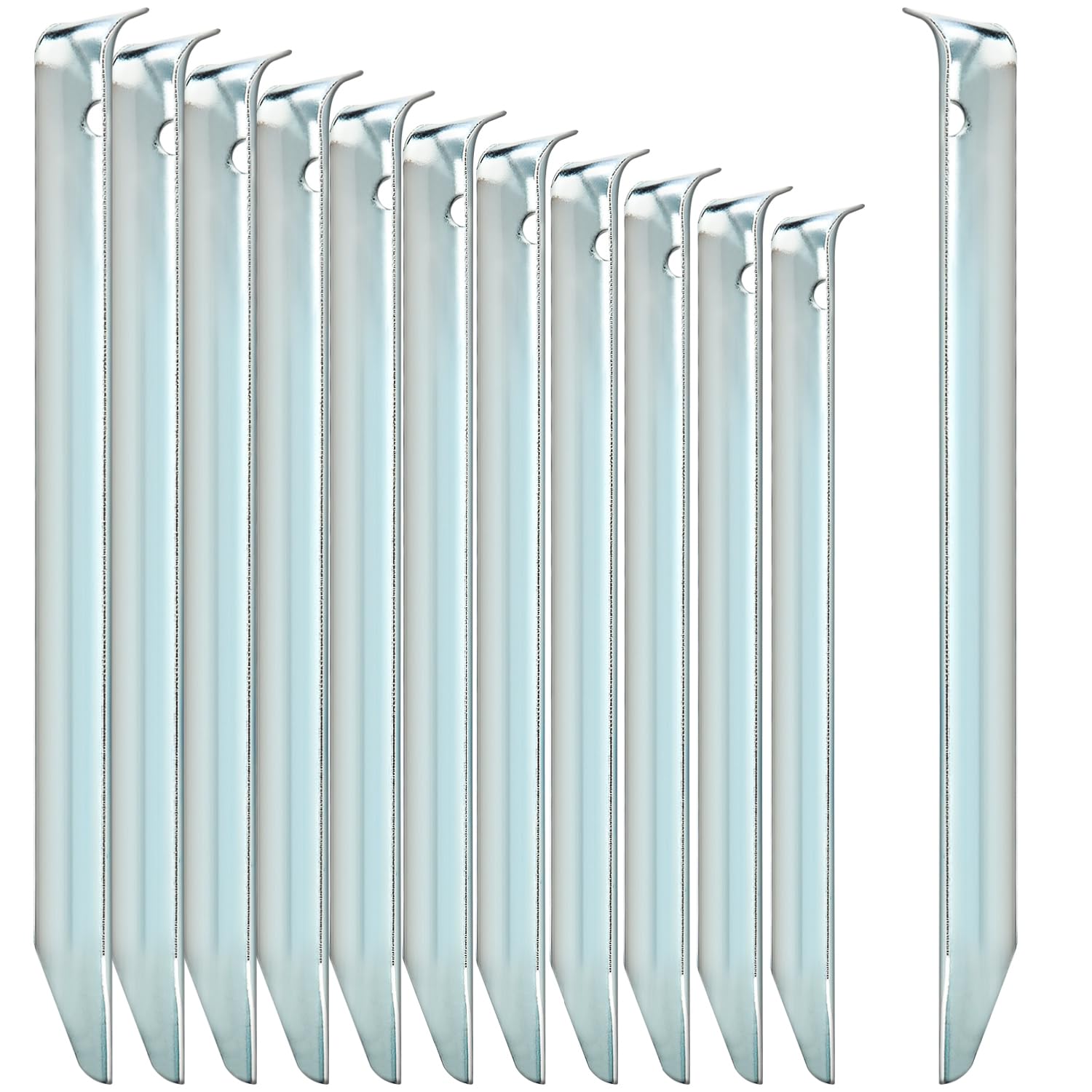 COM-FOUR® 12x tent pegs made of steel - semi-circular, robust ground pegs for camping and outdoors - ideal for normal ground - with a hole for a peg puller