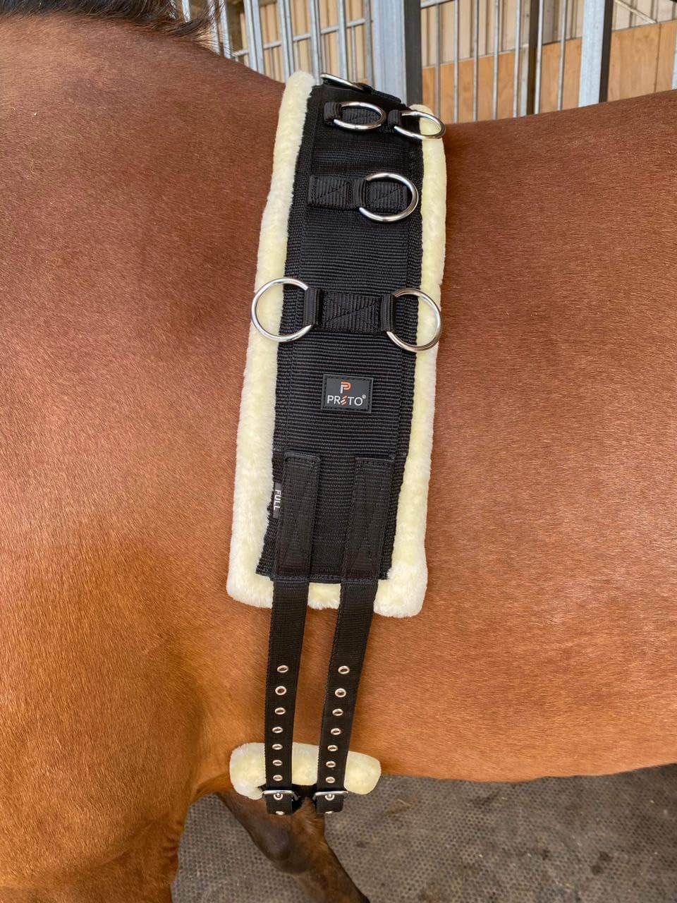 Preto Horse Training Body Roller or Lunging Girth adjustable synthetic strong tear resistant pp nylon webbing fleece/faux fur padded exercise lunge roller girth anti-chafing equestrian Cob Full Pony