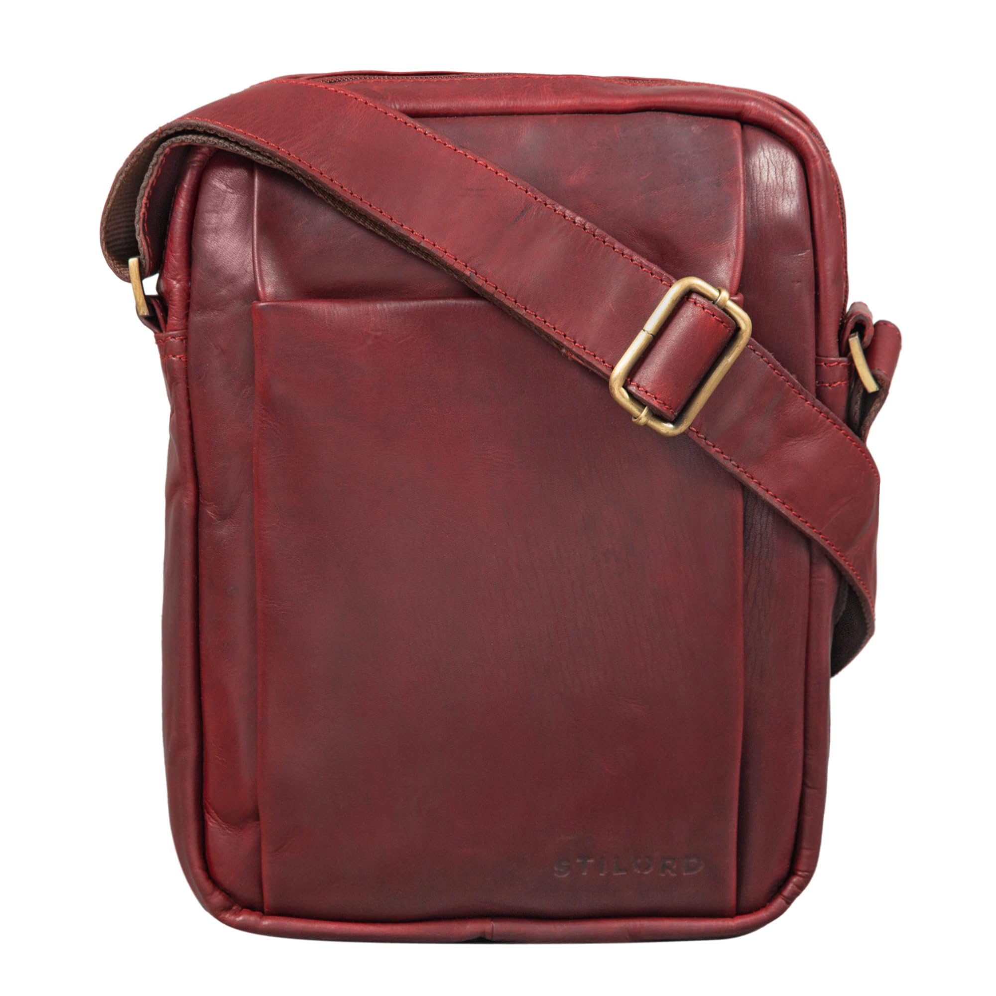 STILORD "Harry Vintage Cross Body Shoulder Bag Leather for Men Handbag for 10.1 Inch Tablet DIN A5 Small Messenger Bag in Genuine Leather Colour:rosso