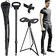 ALEVMOOM Folding Walking Cane with seat for Men & Women,2-in-1 Adjustable Portable Cane Chair,Walking Stick with Seat for Seniors & Adults,Crutches Stool with Carry Bag for Hiking Traveling