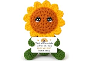 Agantree art Positive Sunflower Thank You Appreciation Gifts for Women Men, Graduation Christmas Retirement Birthday Gifts for Teacher Coworker Boss Nurse Doctor Friend,Crochet Funny Sunflower Decor