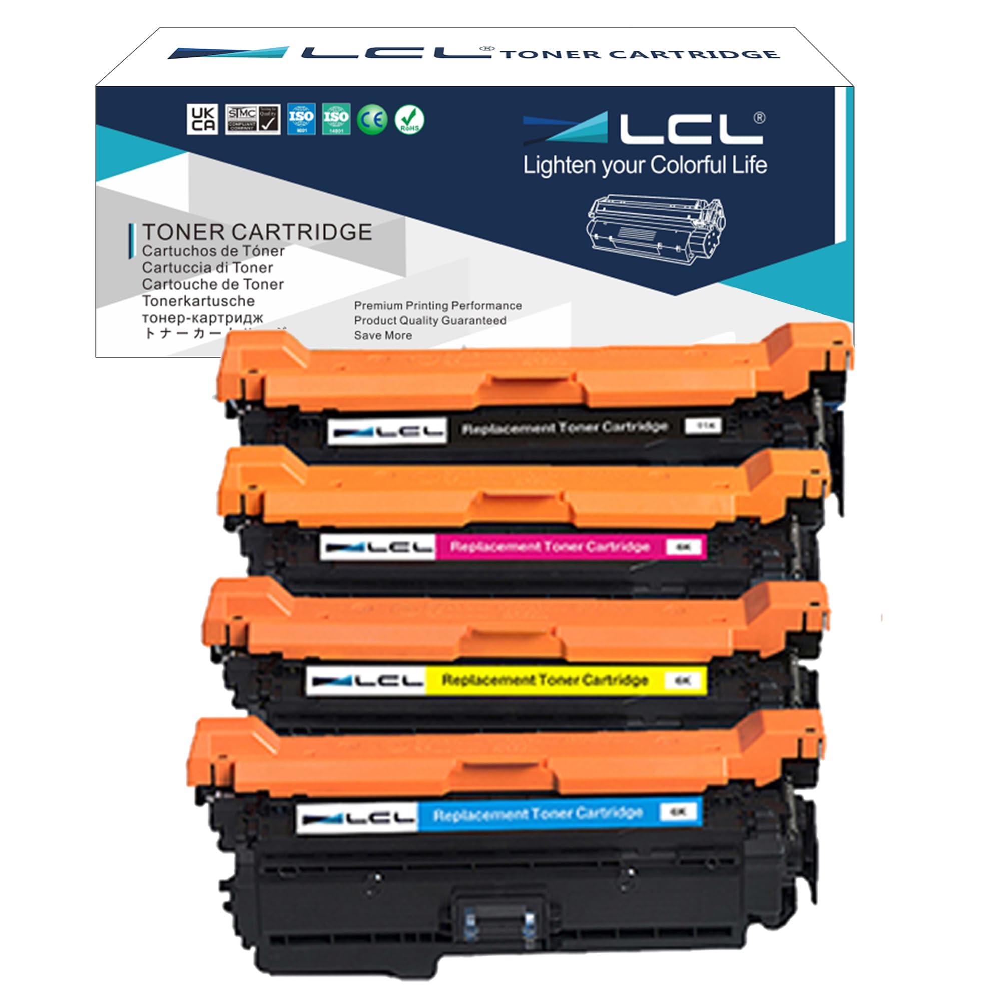 LCL Remanufactured Toner Cartridge 507X 507A CE400X CE400A CE401A CE402A CE403A Compatible with for HP Laserjet Enterprise 500 color M551 M551N M551DN M551XH M575f M575c M575dn M570dw M570dn (KCMY)