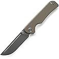 Miguron Knives M Pagos Front Flipper Folding Knife 3.16" Stonewash 14c28n Blade Tan G10 Handle Camping Hiking Pocket Knife MGR-807STN
