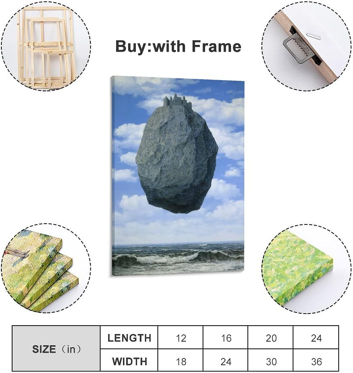 Amazon Rene Magritte ルネ マグリットピレネーの城 プリント フォトアート 絵画 キャンバス ポスター 家の装飾 寝室 現代の装飾 ポスター ギフト24 36inch 60 90cm ウォールステッカー オンライン通販