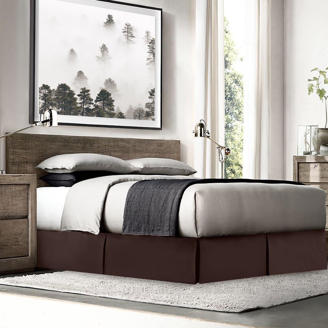 Bed Skirts Queen - Queen Bed Skirt with 8 Pins - Dust Ruffles for Queen Beds – Microfiber Bedskirts Queen Size - Queen Bed Skirt 14 Inch Drop –Chocolate Brown: Home & Kitchen