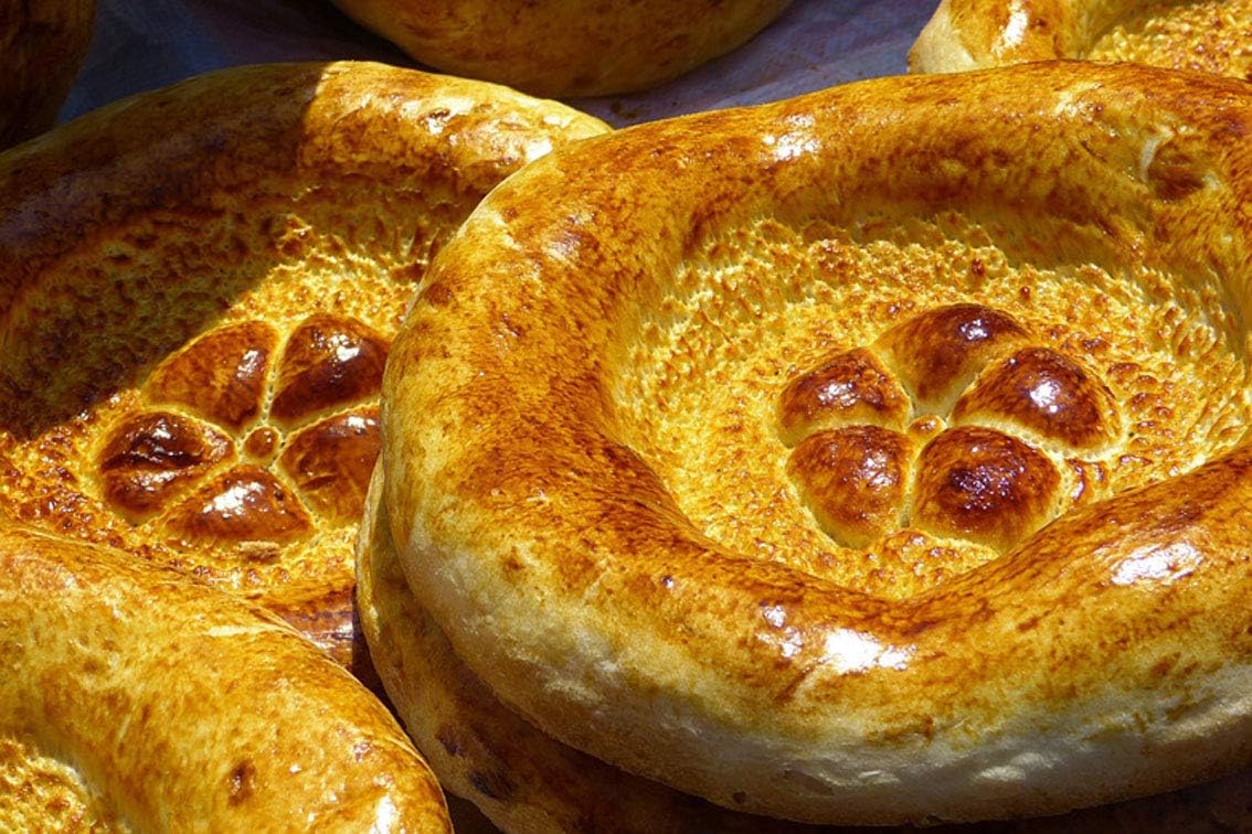 ING Wall Art Print on Canvas(32x21 inches)- Bread Flat Bread Food Bread Stamp Uzbekistan Eat