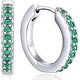 YL Round Huggie Earrings 925 Sterling Silver Halo Hoop Earrings Birthstone Jewelry for Women