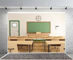 AOFOTO 7x5ft Classroom Backdrop Blackboard Platform