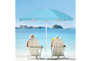 MEWAY 7.5ft Beach Umbrella with Detachable Sand Anchor & Tilt Mechanism, Portable UV 50+ Protection, Outdoor Sunshade Umbrella with Carry Bag, for Garden Beach Outdoor